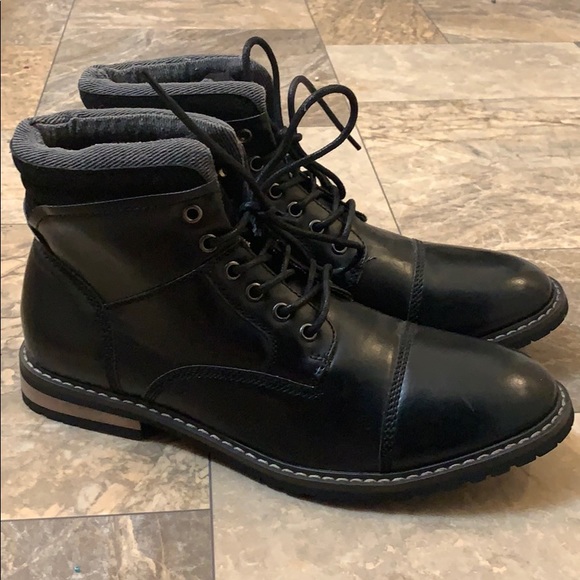 🆕Men’s Zara Black Leather Moto Biker Lace Boots